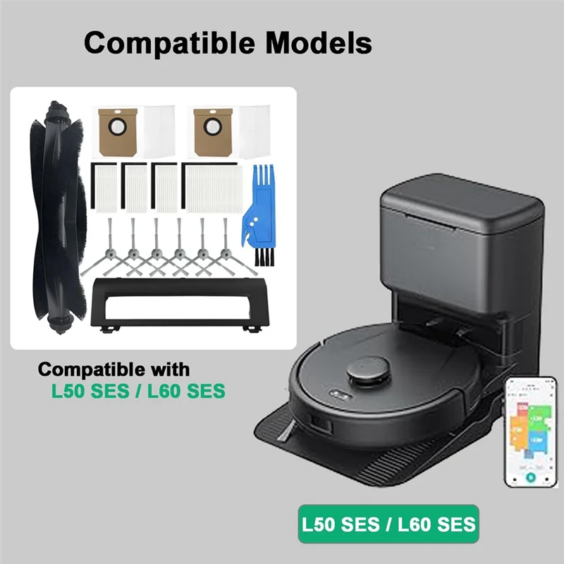 ABRG-15PCS مجموعة الملحقات ل Eufy Clean L50 /L50 SES /L60 /L60 الهجين جهاز آلي لتنظيف الأتربة الجانب الرئيسي فرشاة مرشحات كيس لجميع الغبار