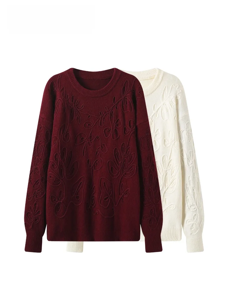 

CaraCLUB plus Size round Ne Long Sve Knitwear Casual Sle Women's Autumn Winter Faionable Sweater Polyester Fiber