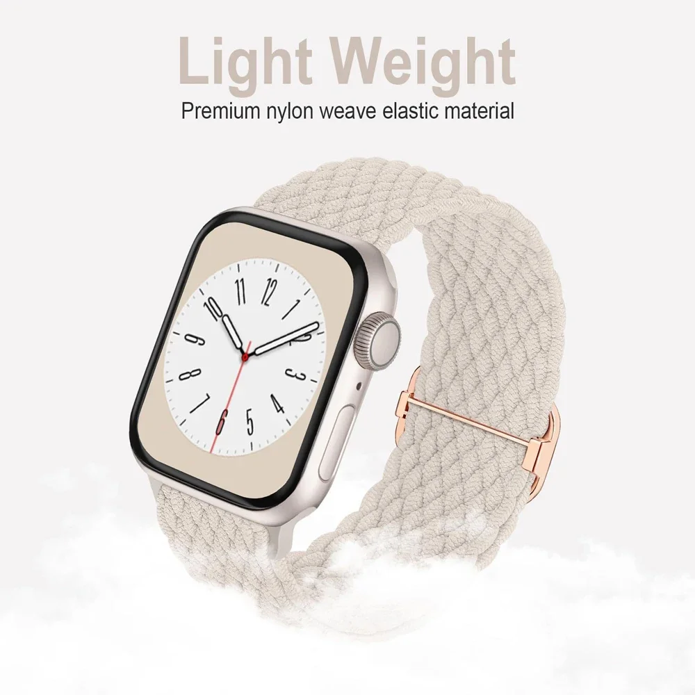 Woven elastic strap for Apple Watch band 40mm 41mm 42 44mm 45 46mm 49mm Nylon Bracelet for IWatch series Ultra 10 9 8 SE 7 6 5 4