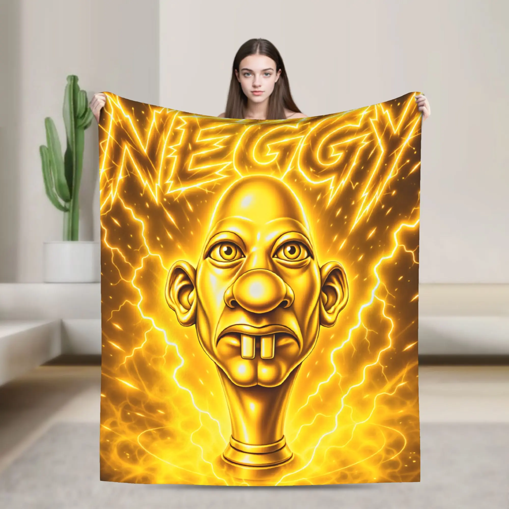 Neegy Golden Manny Blankets  Warm Soft Graphic Plush Throw Blanket For Home Decor Travel Office Flannel Bedspread Bed Cover