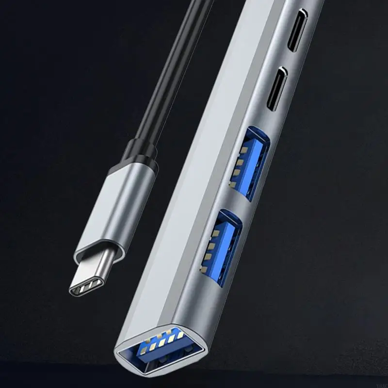 Y8AC Tipo C Splitter Splitter Computador Telefone Multi Extender Gadget 1x3.0+2x2.0 USB PD