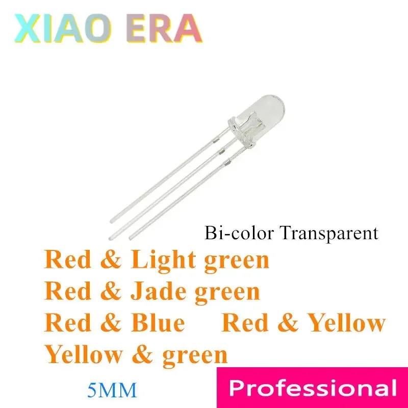 1000pcs LED 5mm Diffused Round Red & Green Red & Blue RG RB Bi-color Two Color F5 Common Anode Cathode 3 Pins