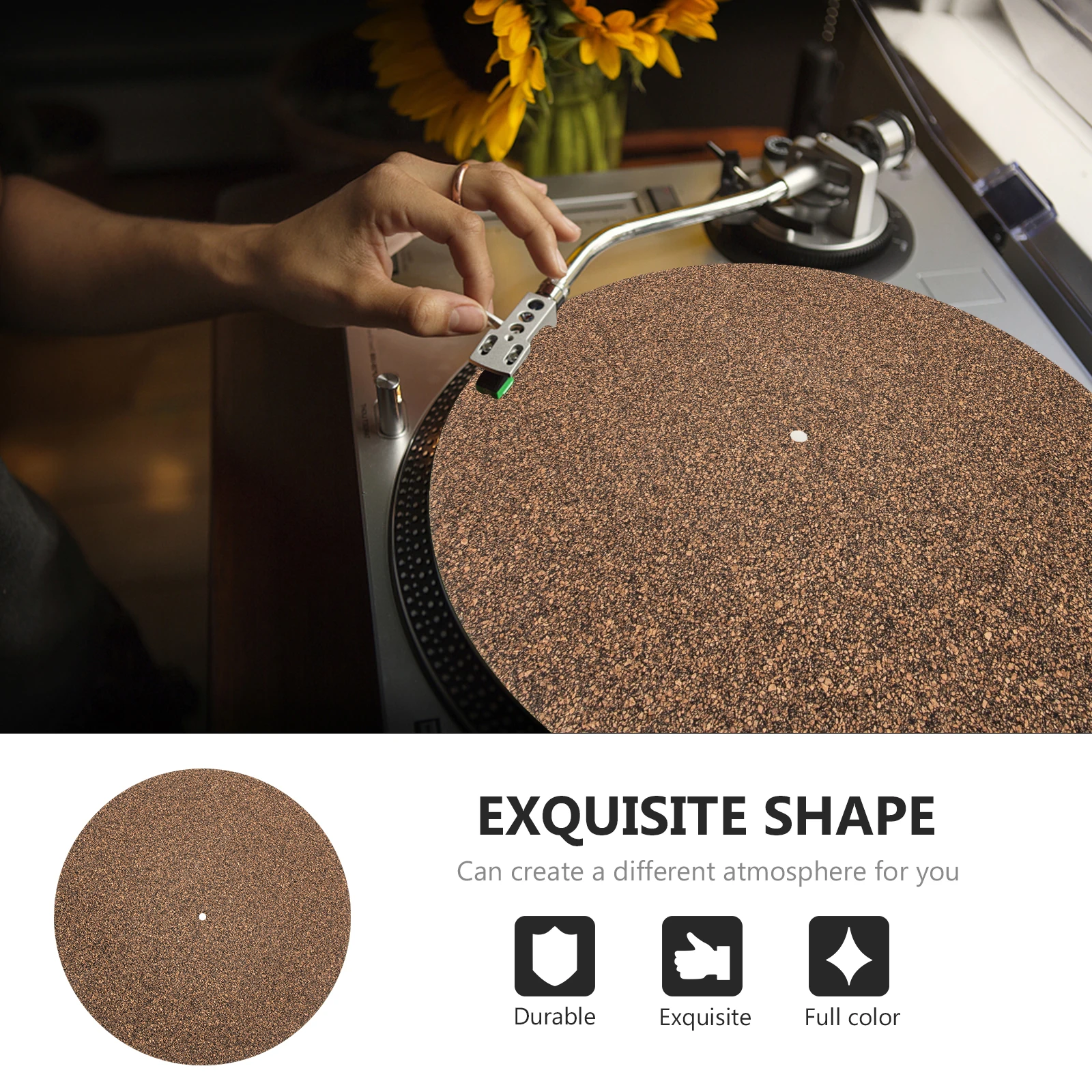 Cork Turntable Record Mat Non-Slip Vinyl Protective Pad For Disc Player Reduce Vibration Scratch Resistant Turntable Platter Mat