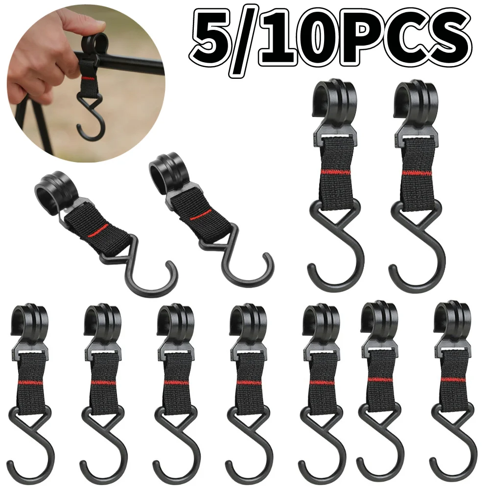 5/10pcs Outdoor Camping Moveable Hooks Detachable S-Shaped Hooks Hanging Storage Rack Multifunctional Outdoor Accessories