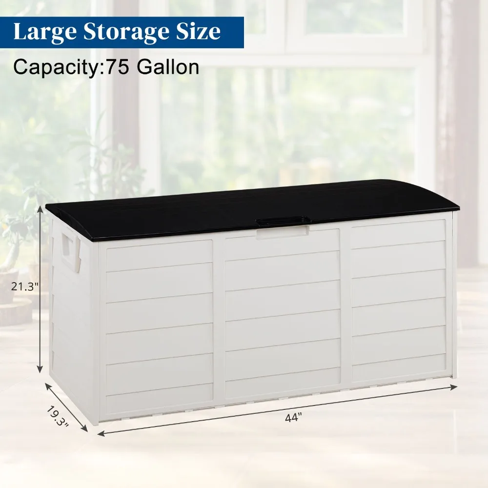 75gal 280L Outdoor Garden Plastic Storage Deck Box Chest Tools Cushions Toys Lockable Seat，Outdoor deck box: Lockable packaging delivery box, outdoor storage box view 2