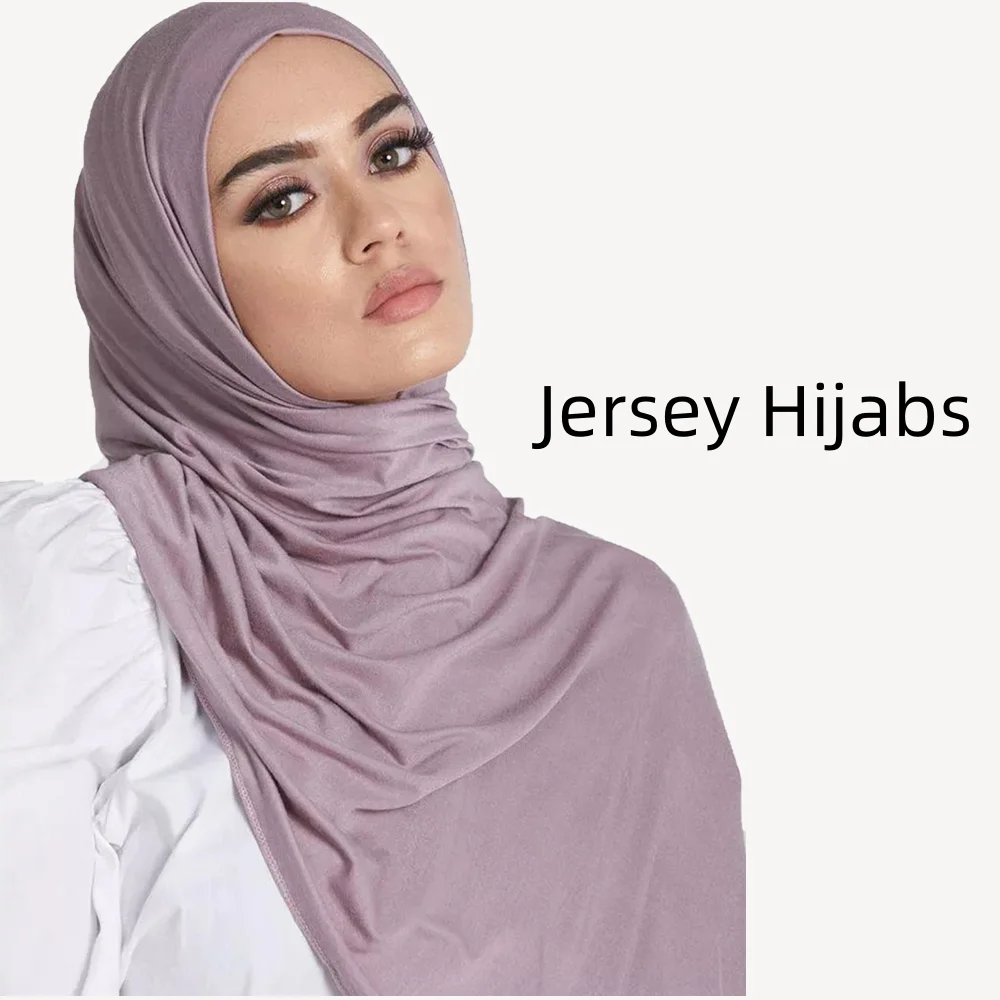 Women Plain Jersey Hijab Scarf Modal Cotton Wrap Elasticity Shawls Thin Soft Muslim Long Turban Headband Snood 170*60Cm