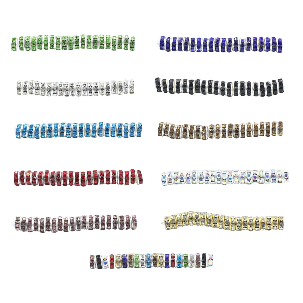 

100 упаковок, рондели со стразами и большими отверстиями, бусины-разделители, фурнитура для ювелирных изделий, свободный браслет из бисера, ожерелье, разноцветные