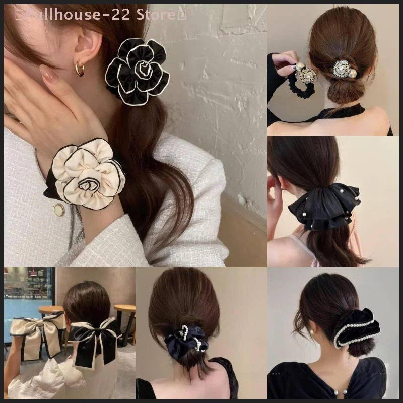 【MAX-22】Weiß/schwarze Haarschmuck, elegante Haarbänder und Haarschmuck aus Kamelienstoff