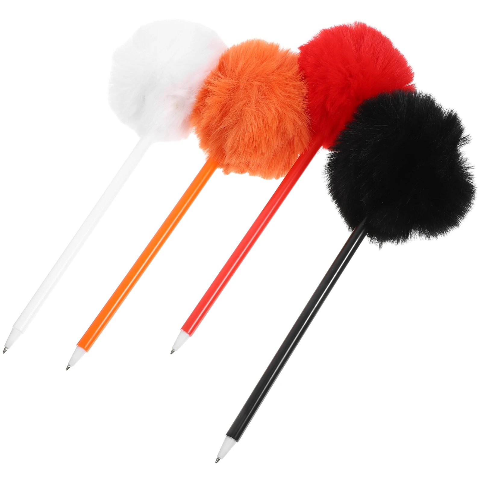 

4pcs Ballpoint Pens Cartoon Student Sign Pens Smooth Writing Black White Orange Red Colors School Office Gifts