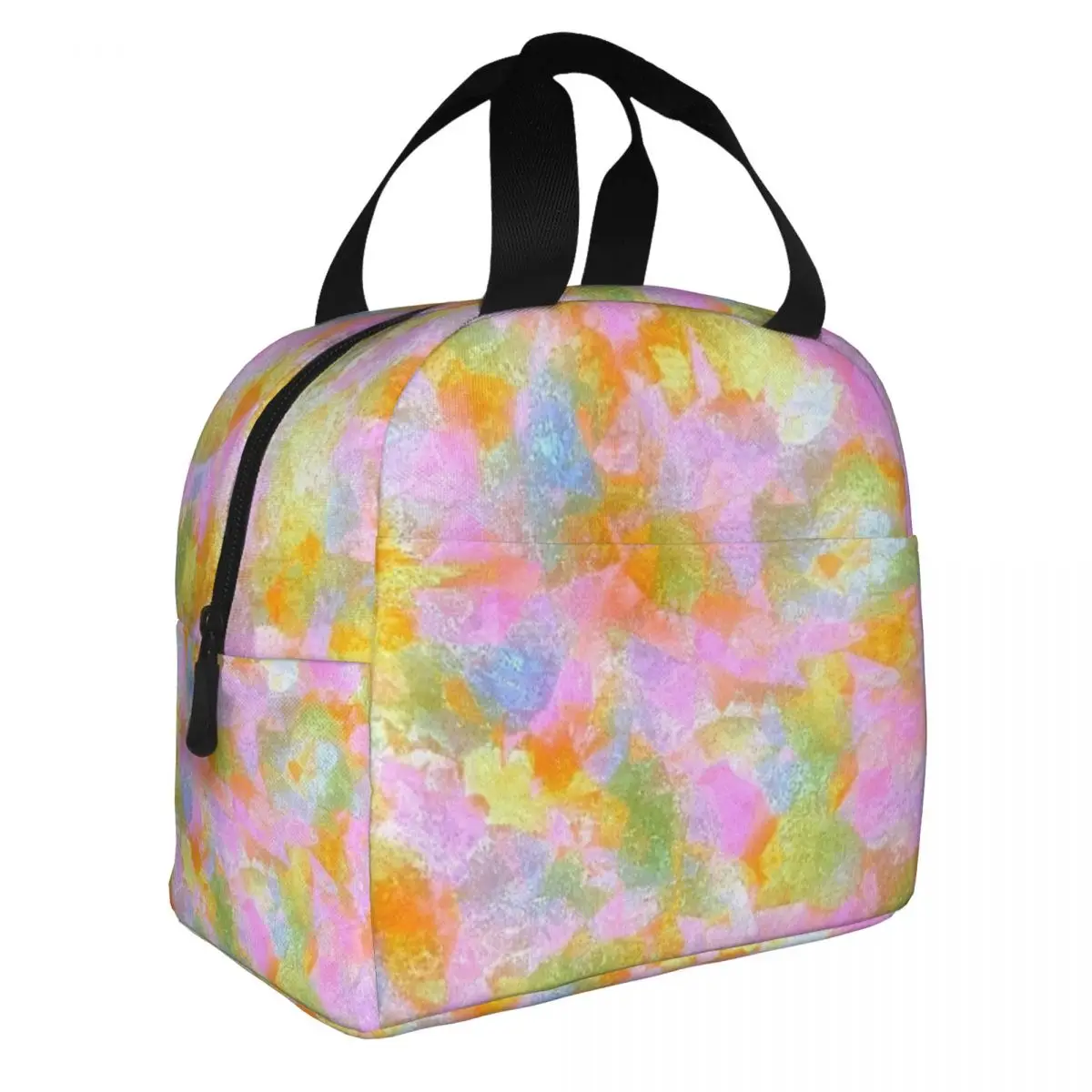 Modern Colorful Abstract Paint Brush Effect Insulated Lunch Bags Cooler Bag Lunch Container Tote Lunch Box Men Women Beach