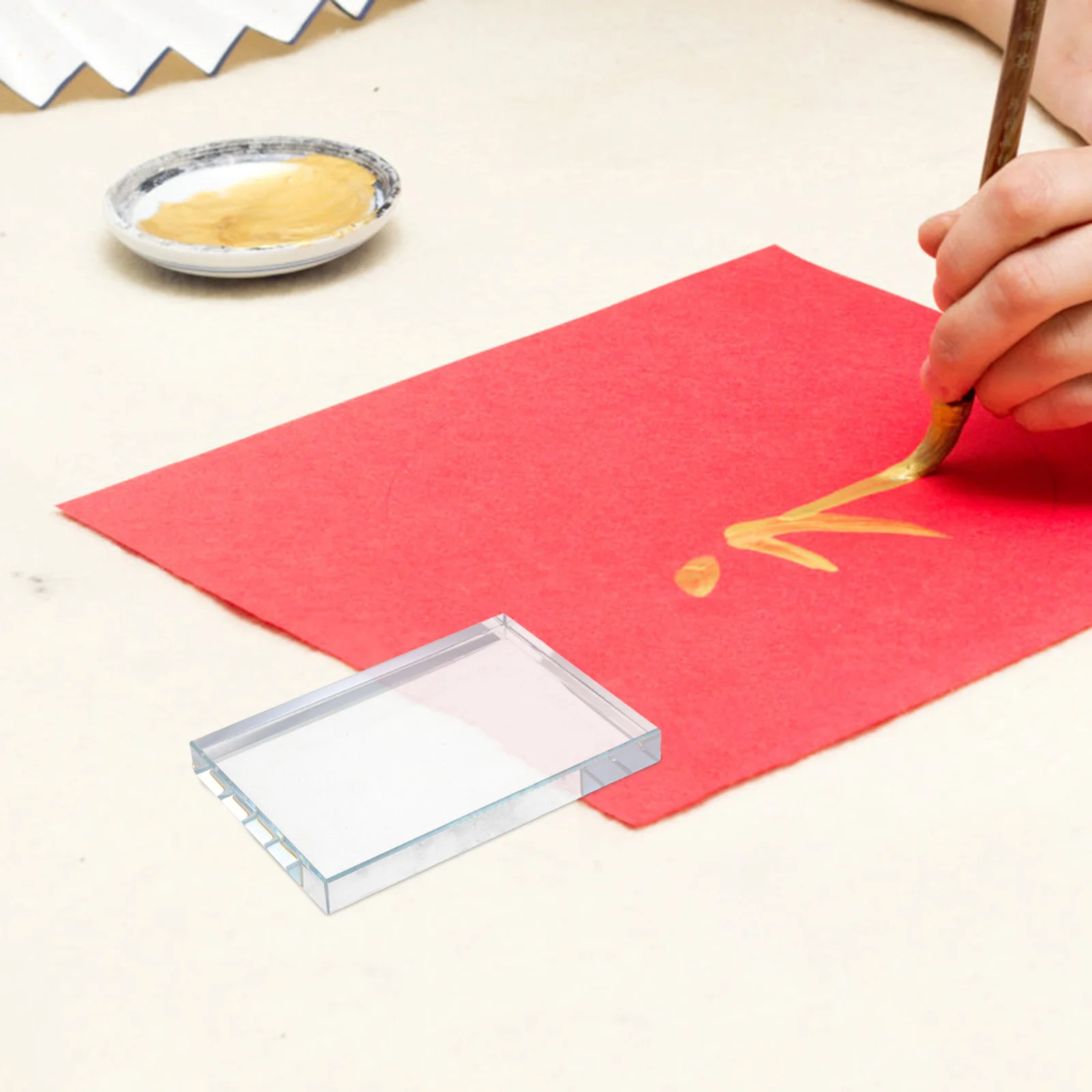 

Square Glass Paperweight Clear Heavy Decorative for Dressmaking Sewing Weights Calligraphy Painting Writing Craft Projects Home