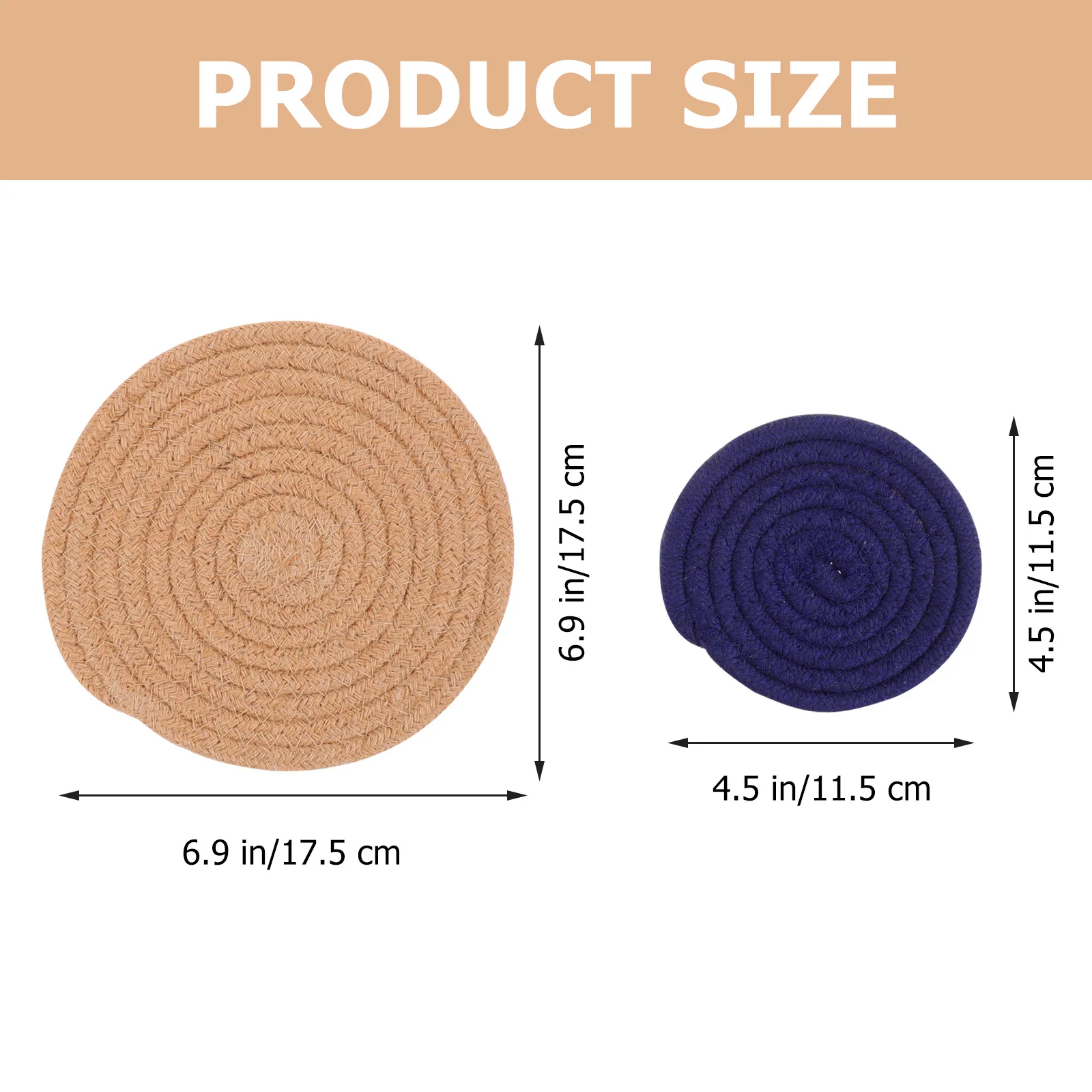 

5 Pcs Cotton Rope Coaster Round Place Mat Placemat Mats Pot Holders Handwoven Dining Room Table Decor Placement for Tripod