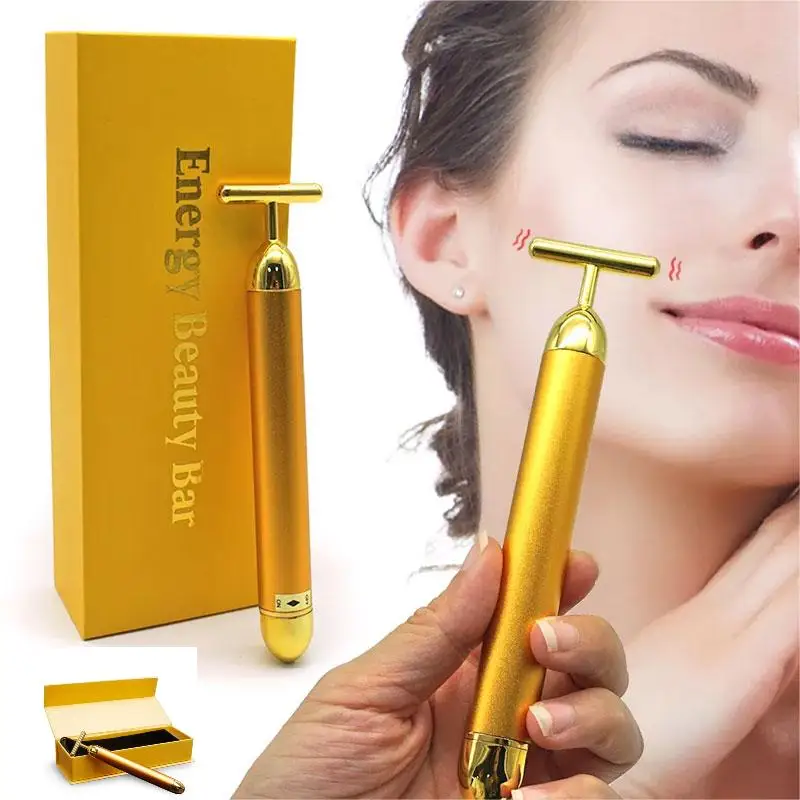 Abnehm Geyan pflege 24k Gold Gesichts Falten Lift Bar الاهتزاز شينههايت Ausrüstung Gesichts الأسطوانة مدلك الاهتزاز Ener