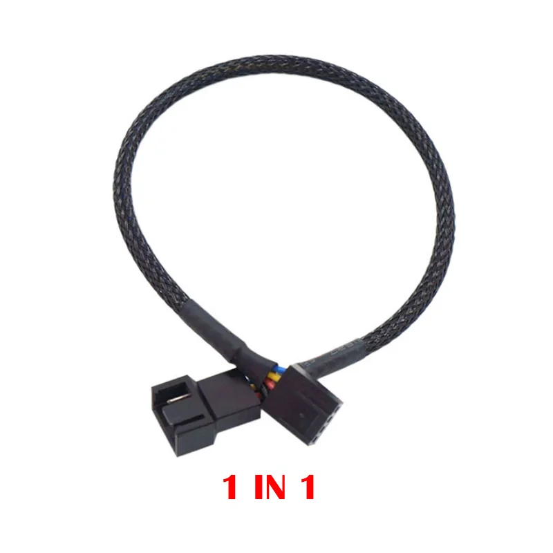 4 Pin Pwm Fan Extension Cable 1 To 4/3/2/1 Ways Fan Power Extension Adapter Cable Splitter Black Sleeved Braided Cable 27cm