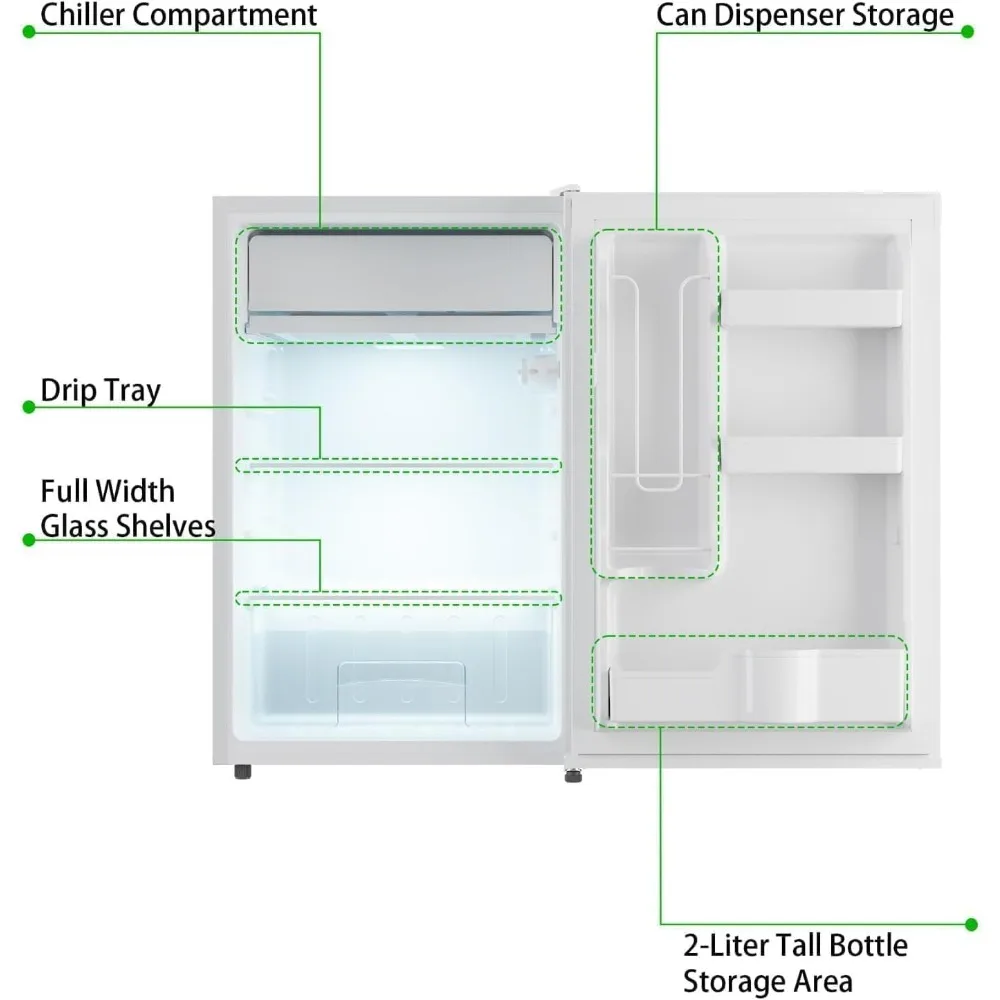 4.3 Cu.Ft Mini Refrigerator With Freezer Compact Single Door Small Fridge for Bedroom, Office Room Portable Refrigerator With 7
