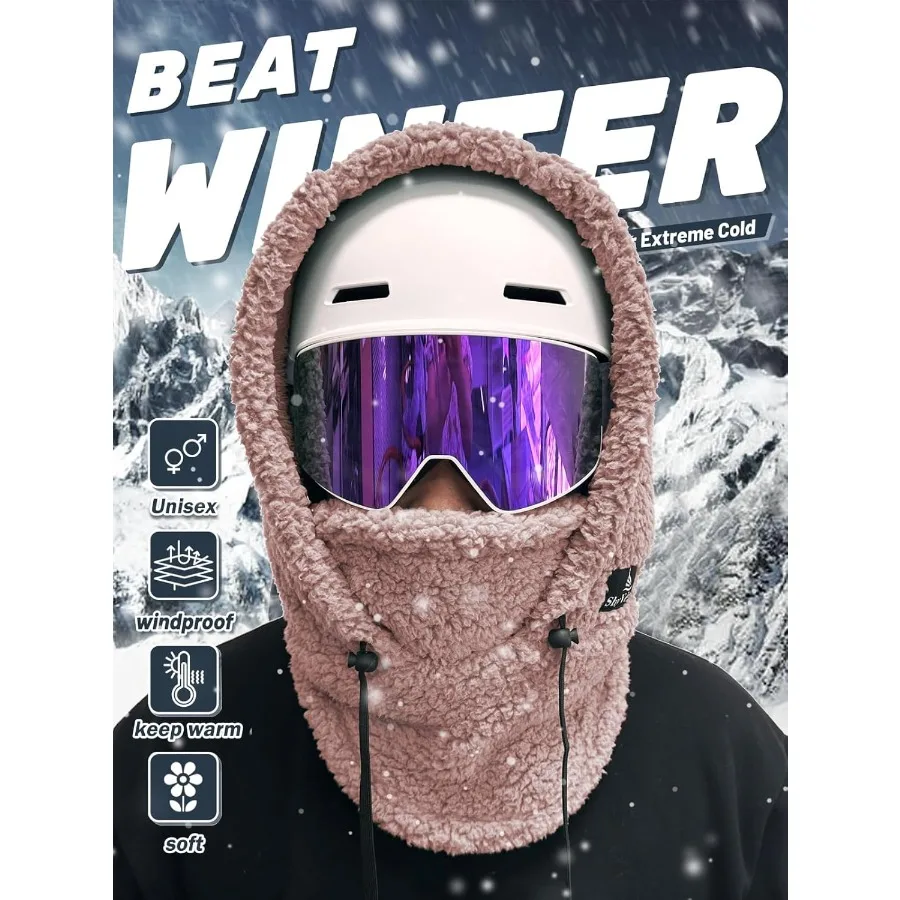 قناع التزلج Shy Velvet Sherpa Hood قناع التزلج بالاكلافا الشتوي المقاوم للرياح للرجال والنساء