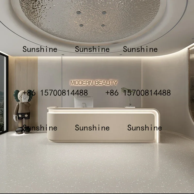 Beauty Salon Light Luxury Barber Shop Simple Modern Front Desk Reception Counter