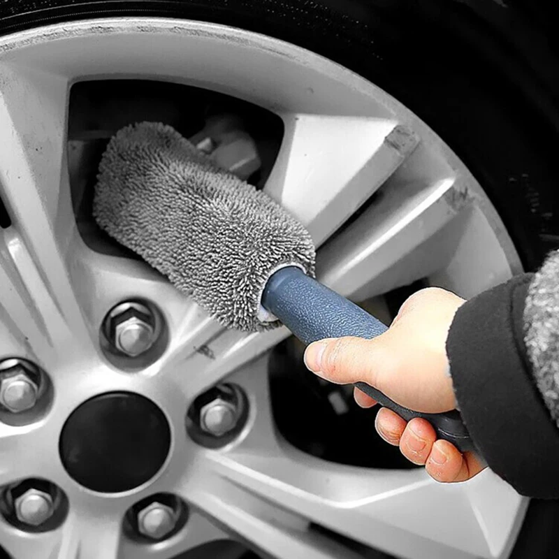 

Microfiber Car Wheel Tire Rim Brush Auto Wheel Cleaning Tool Wash Towel with Plastic Handle Car Washing Accessories Tool