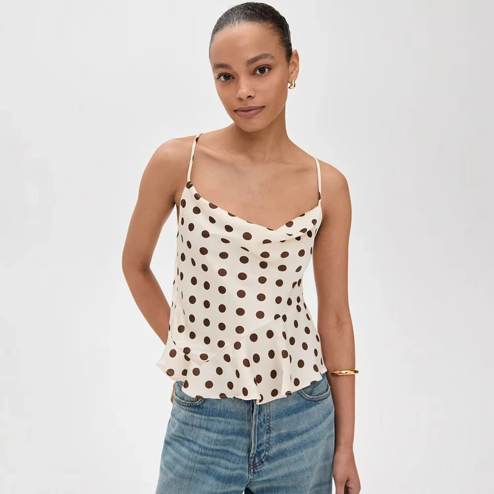 New Summer Hot Sale Polka Dot Camisole Women Vest Contrast Color Design T-Shirt Bow Knot Casual Sleeveless Top For Ladies