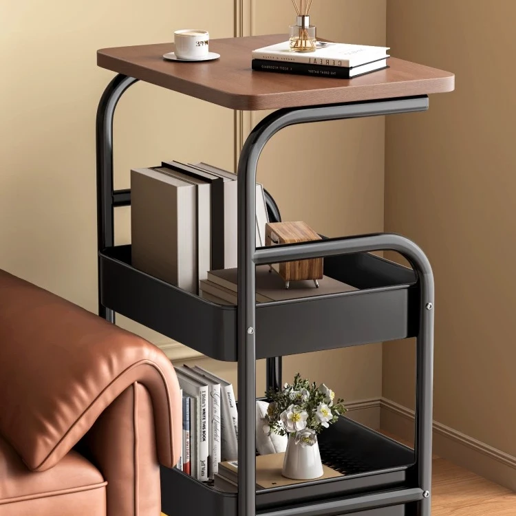 Vintage Movable Storage Cart, Multi-purpose Organizer Rack, Bedside Table, Sofa Side End Table & Snack Holder For Living Room