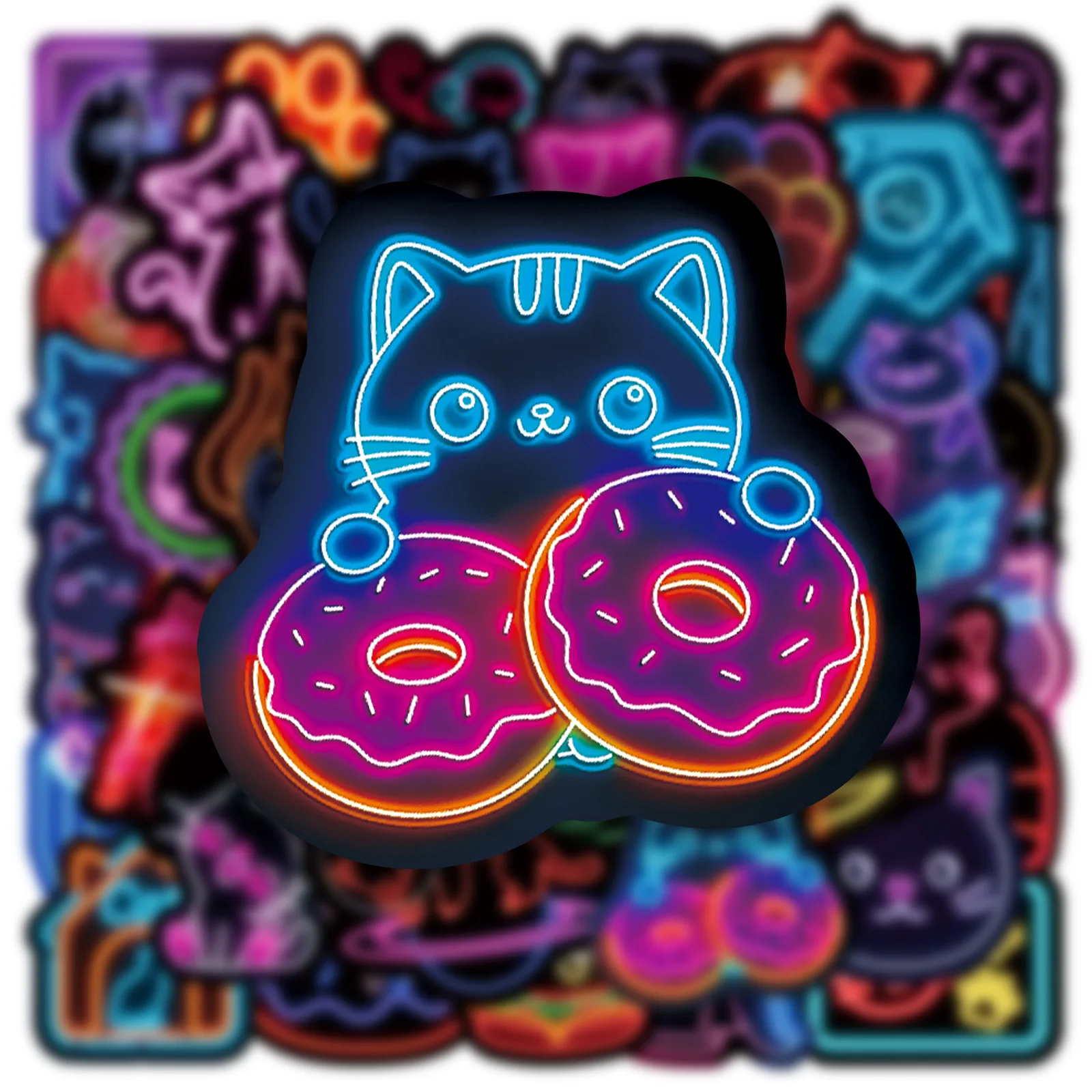 50 個クールかわいいネオンライト猫ステッカーかわいい美的デ - Laptop Accessories Cool のレビューと価格
