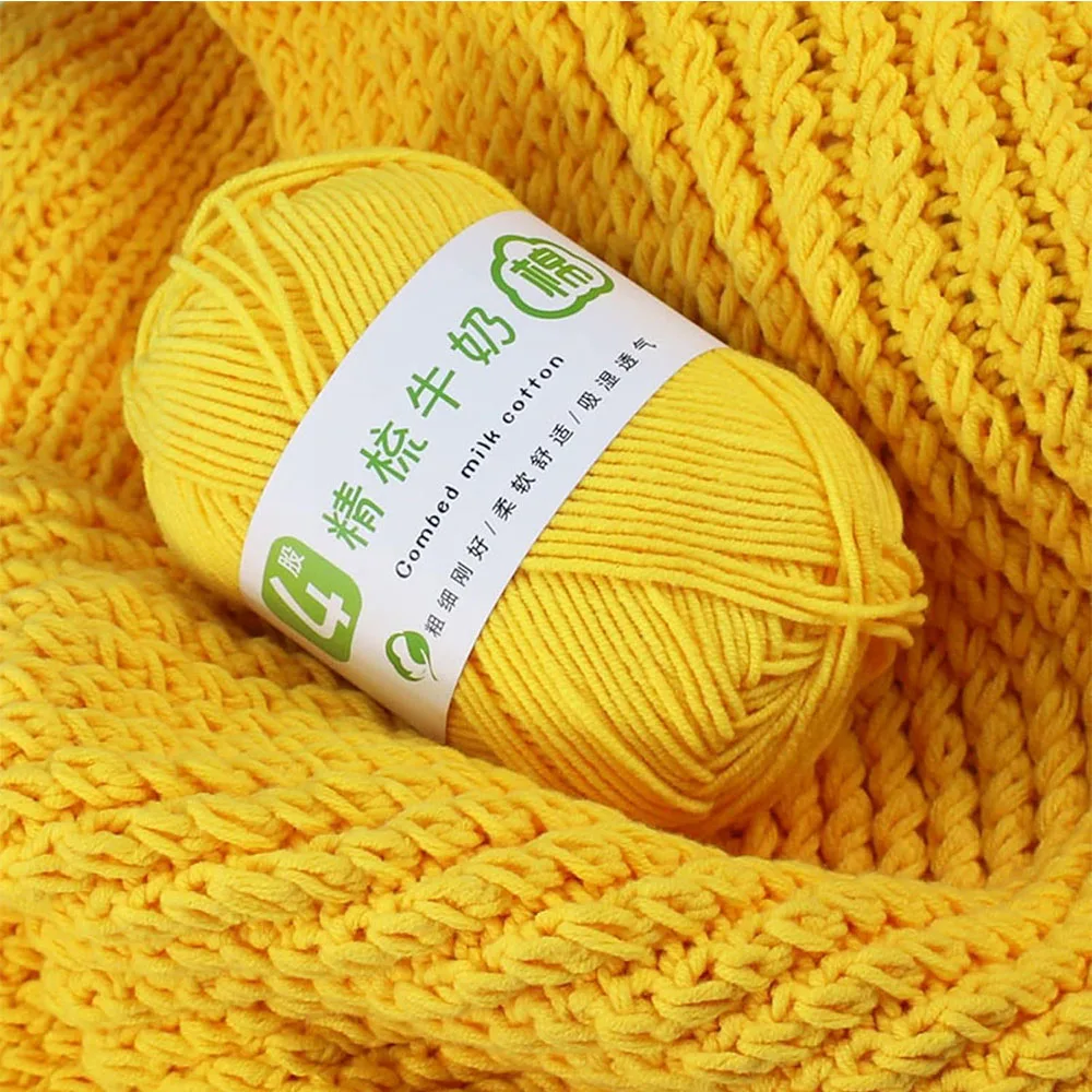 4ply Milk Cotton Knitting Wool Yarn Needlework Dyed Lanas For Crochet Craft Sweater Hat Dolls DIY Knitting Tools 50g