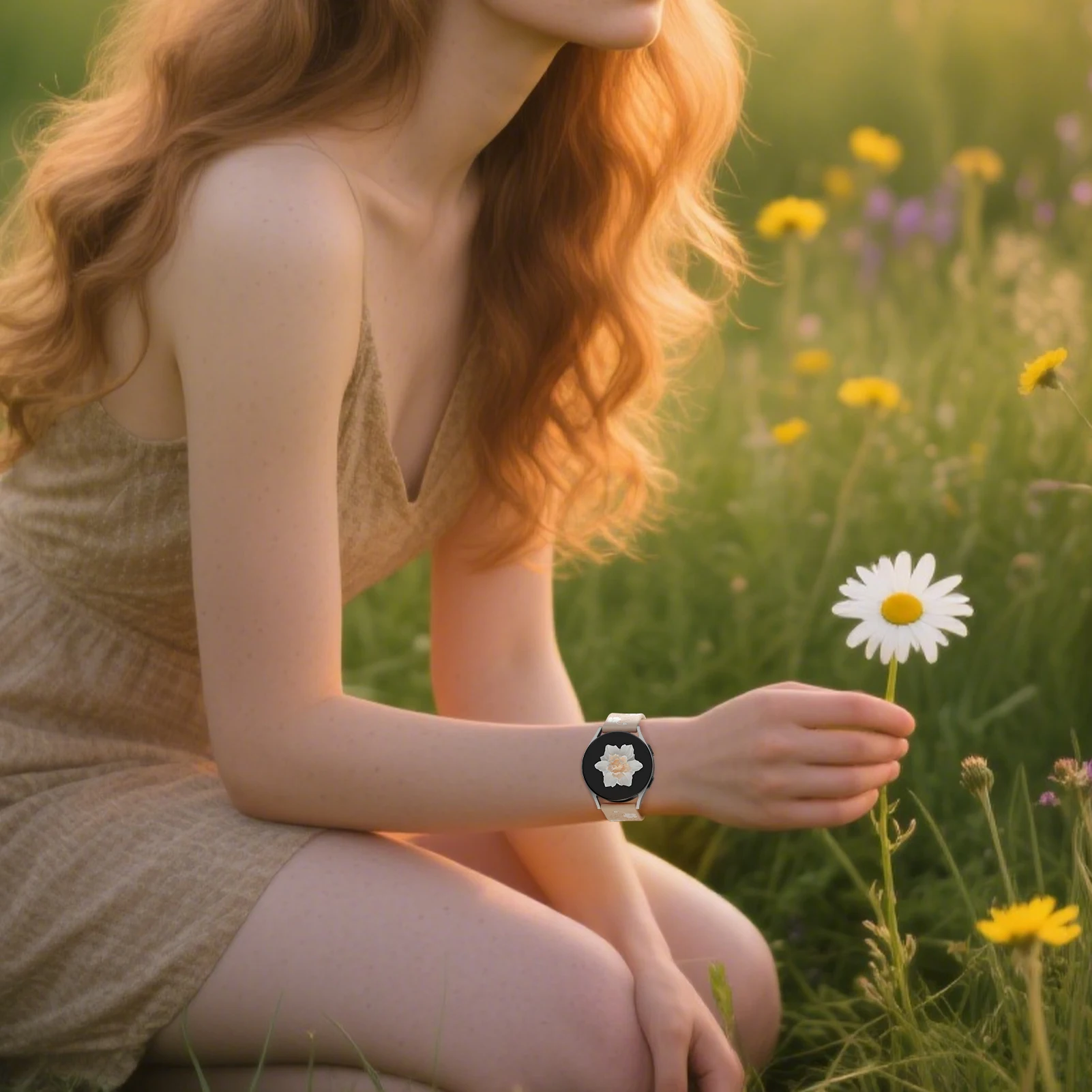 삼성 갤럭시 워치 7/FE/6/4/클래식/5/프로/3/액티브 2용 20mm 시계줄, 꽃무늬 각인 팔찌, 화웨이 gt 3 2 2e 42mm 밴드