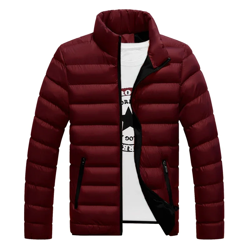 

New Coat Warm Men Parka Jackets Winter Casual Mens Outwear Coats Solid Stand Collar Male Windbreak Cotton Padded Down Jacket