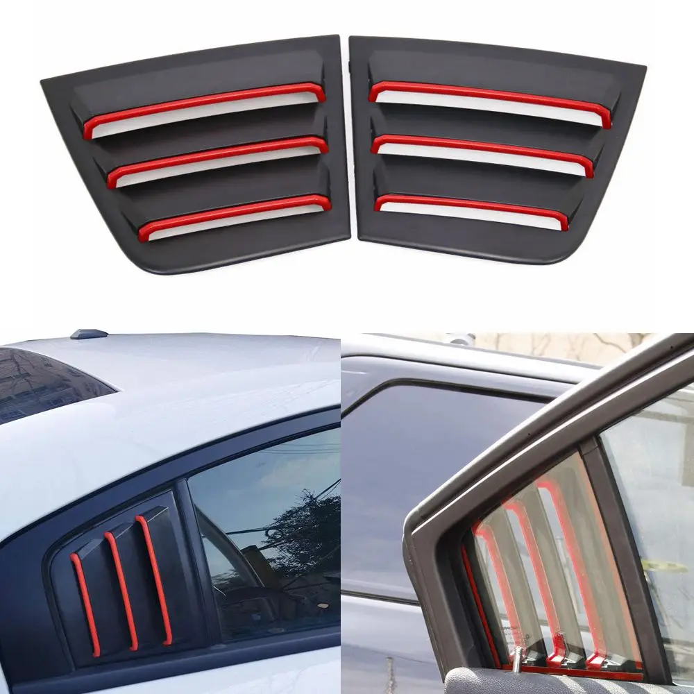 

Side Window Louvers Air Vent Scoop Shades Cover Blinds ABS for Dodge Charger 2011-2021 (Red line)