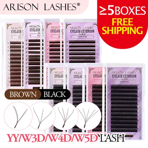 ARISON YY Lashes and 3D/4D/5D W Shape Lashes Brasileiro Premade Volume Eyelashes Extension Soft Thin Easily Grafting Extension