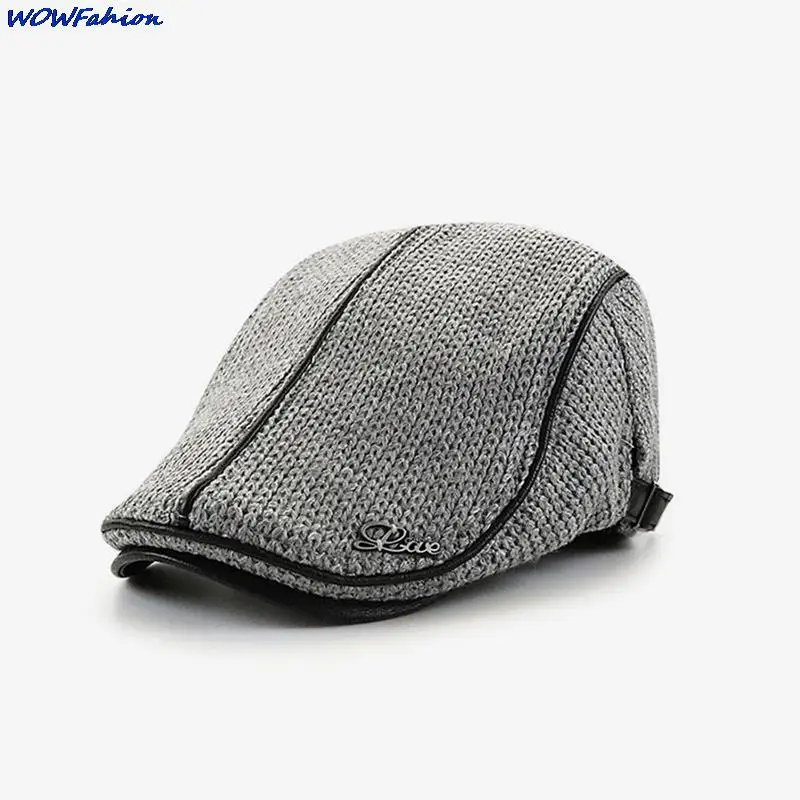 PU Leather Flat Cap Adjustable Beret Mens Knit Newsboy Cap Cabbie Ivy Cap Newsies Hat Ivy Driving Gatsby Hunting Hat Beret Hat