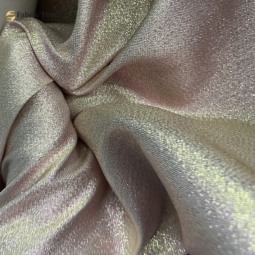 Blue purple champagne Luxury glittering composite gold thread fabric Evening dress Stage costumes Set Curtain thick Fabric view 4