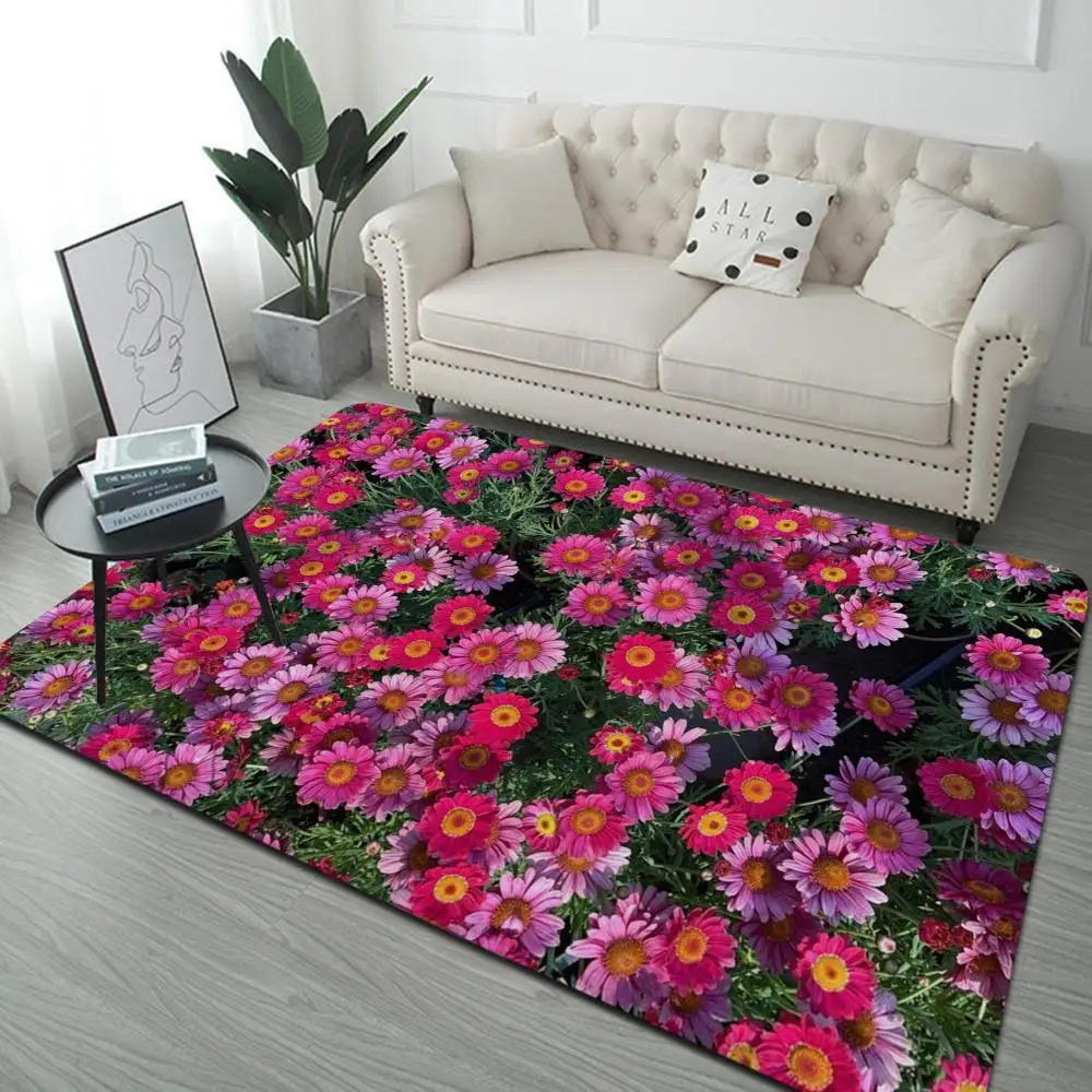 Color Beautiful Flower  Floor Mat Entrance Door Mat Washable Non-Slip Living Room Sofa Chairs Area Mat Kitchen Welcome Doormat