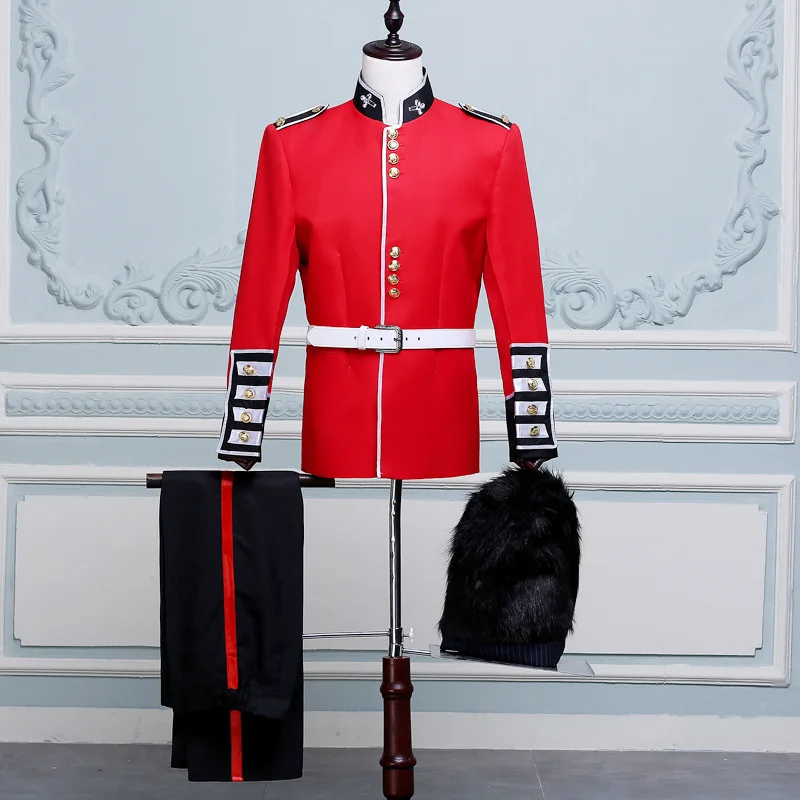 Mens Royal Guard Costume Renaissance Medieval British Soldiers Uniform Performance Soldiers Suits English Royal Guard Uniform