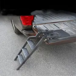 Universal Fit Tailgate Ladder For Pickup Truck Car Rear Door Ladder  Protective Frame Tailgate Folding Ladder Auxiliary Ladder