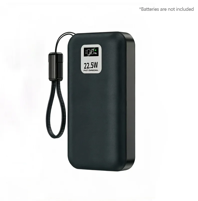 2-Batteries 22.5W 21700 Fast Charging Kit Power Bank DIY No Soldering Mobile Power Bank Assembly Accessories Battery Box