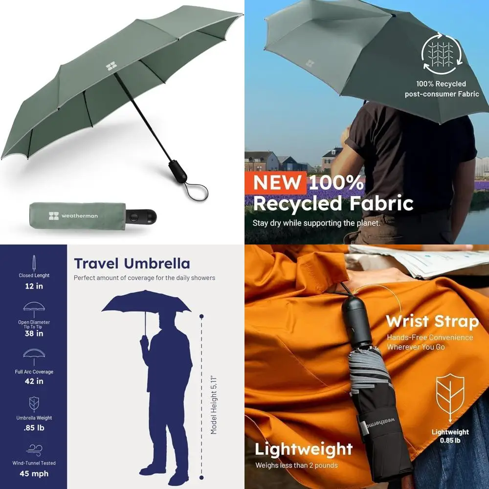 

Compact Travel Umbrella - Premium Mini Windproof for Up to 45 MPH - Durable and Portable for Outdoor Adventures