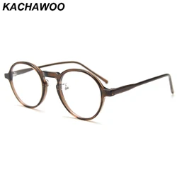 Kachawoo round eyeglasses optical tr90 acetate retro glasses frame for women men unisex eyewear brown grey black Korean style