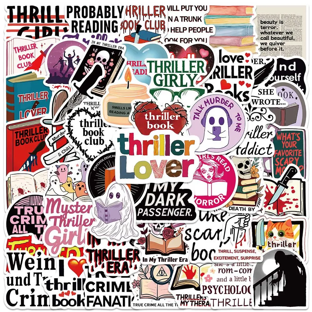 50 قطعة ملصقات كتاب الإثارة كتب الرعب ملصقات صناعة يدوية سكرابوكينغ الهاتف الأمتعة سكيت الشارات مقاوم للماء