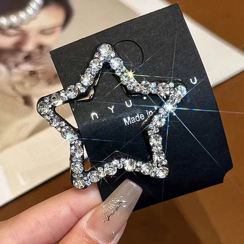 New Luxury Rhinestone Cloud Shaped Hair Clips Young Girls Student Broken Side Bangs BB Clip Pentagram Star Barrettes Hairpins