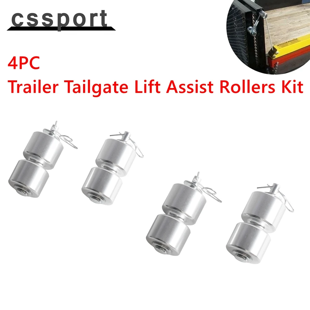 

Four Pieces Aluminum Alloy Rollers Trailer Tailgate Lift Assist Rollers Kit For Gorilla Trailer Tailgate GL1 GMNR925 Silver