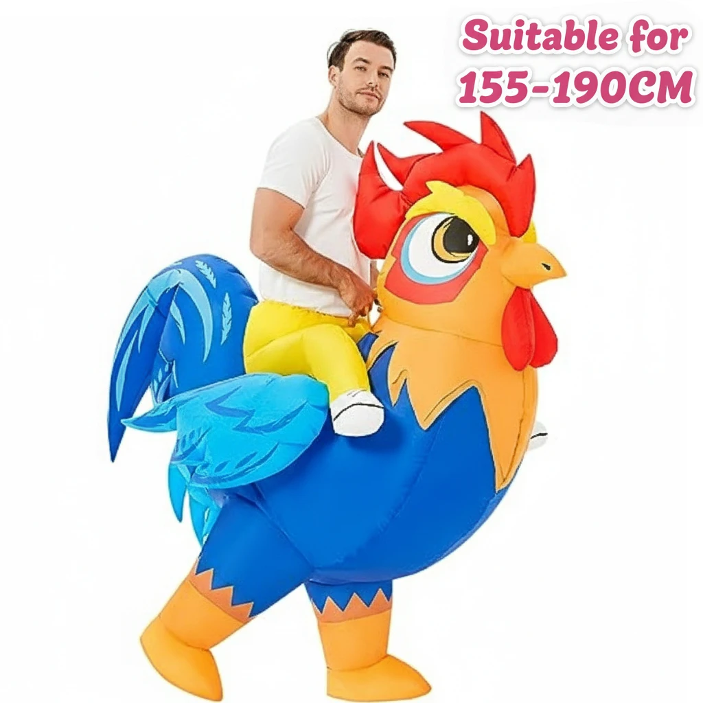 Adult Inflatable Chicken Ride On Rooster Costume Funny Blow Up Suit Unisex Party Cosplay Holiday Gift