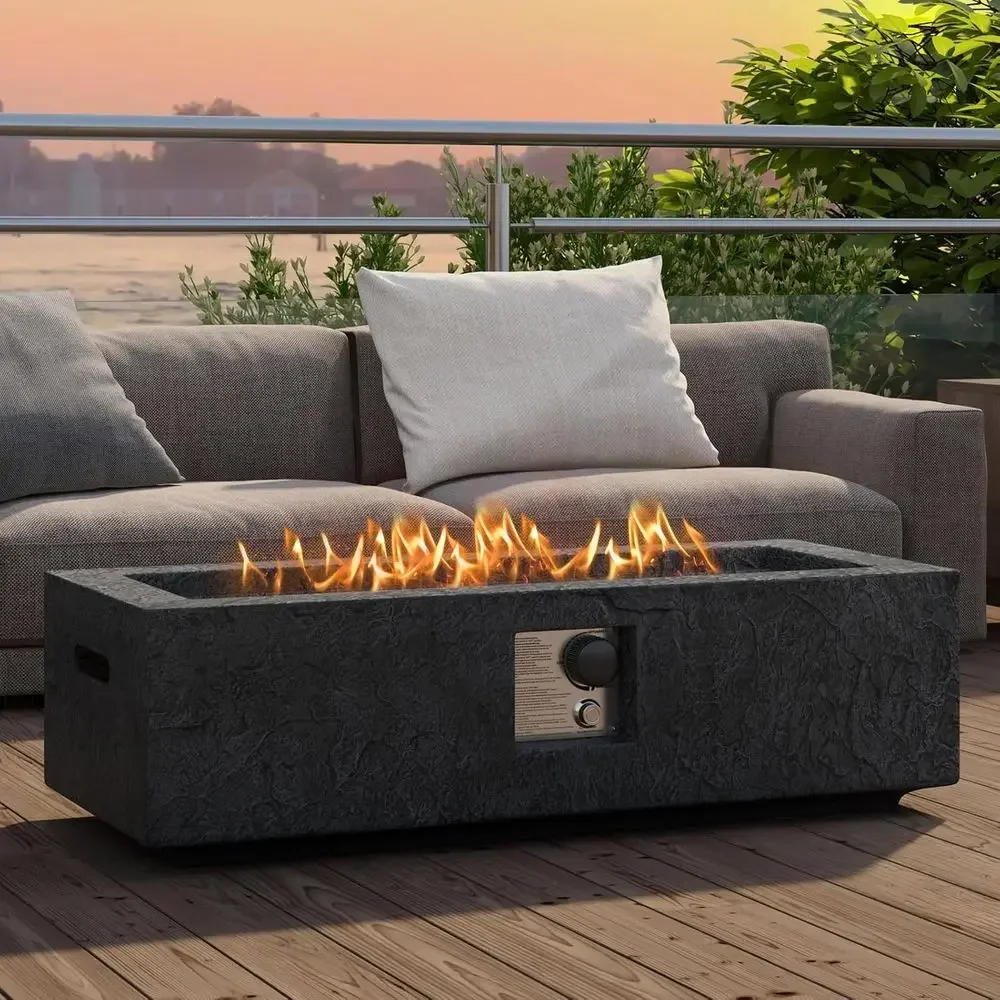 42.5 Outdoor Propane Fire Pit Table with 50,000 BTU Magnesium Oxide Burner, Lava Rocks, and Cover
