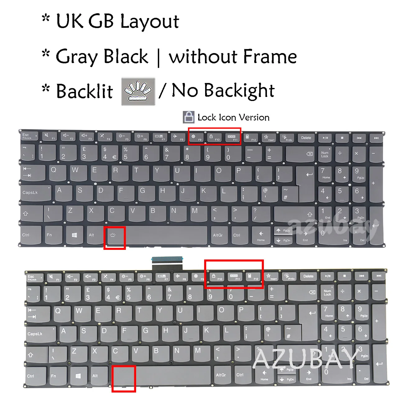 

UK GB Backlit / No Keyboard For Lenovo Ideapad Slim 7-15IIL05 7-15ITL05, 3 15ABR8, 3 15AMN8, Yoga Slim 7-15IMH05,Yoga 7-15ITL5,