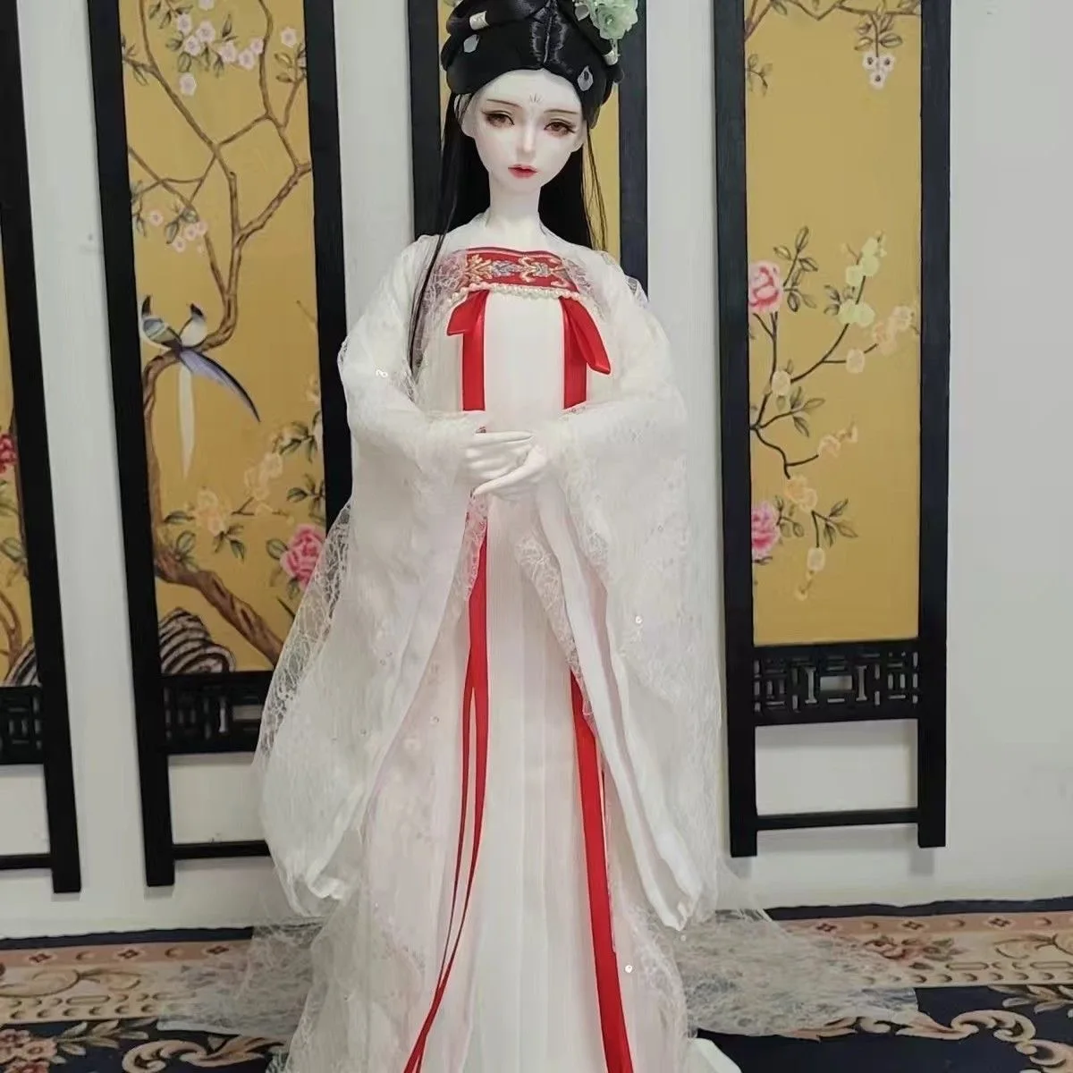 

Clothes for doll 60cm 1/3 BJD skirt ancient women's dress, sequin gauze white dress