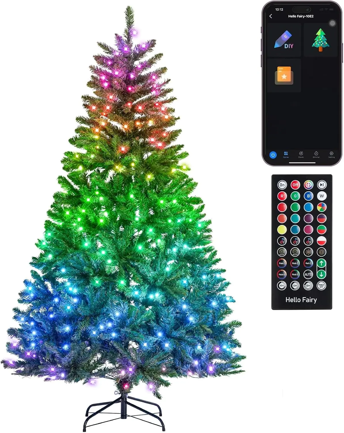 

Рождественская елка с предварительной подсветкой, 6 футов, интеллектуальная искусственная елка, меняющая цвет RGB, с приложением и дистанционным управлением, 920 насадок из ПВХ, в помещении и на открытом воздухе