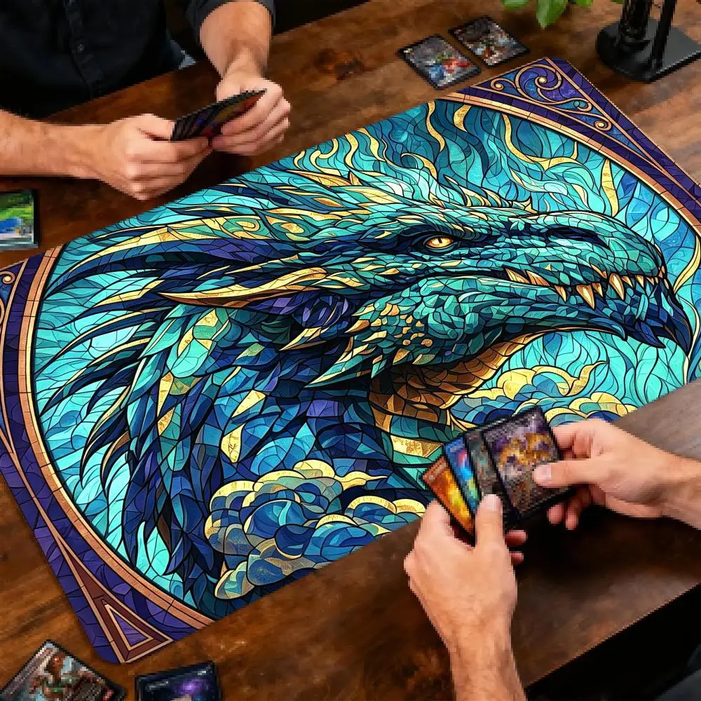 Painted Glass Dragon Magic Party Game Play Mat Durable Rubber for MTG&TCG Games 35X60 Mouse Pad Office Desk Mats Friendly Design