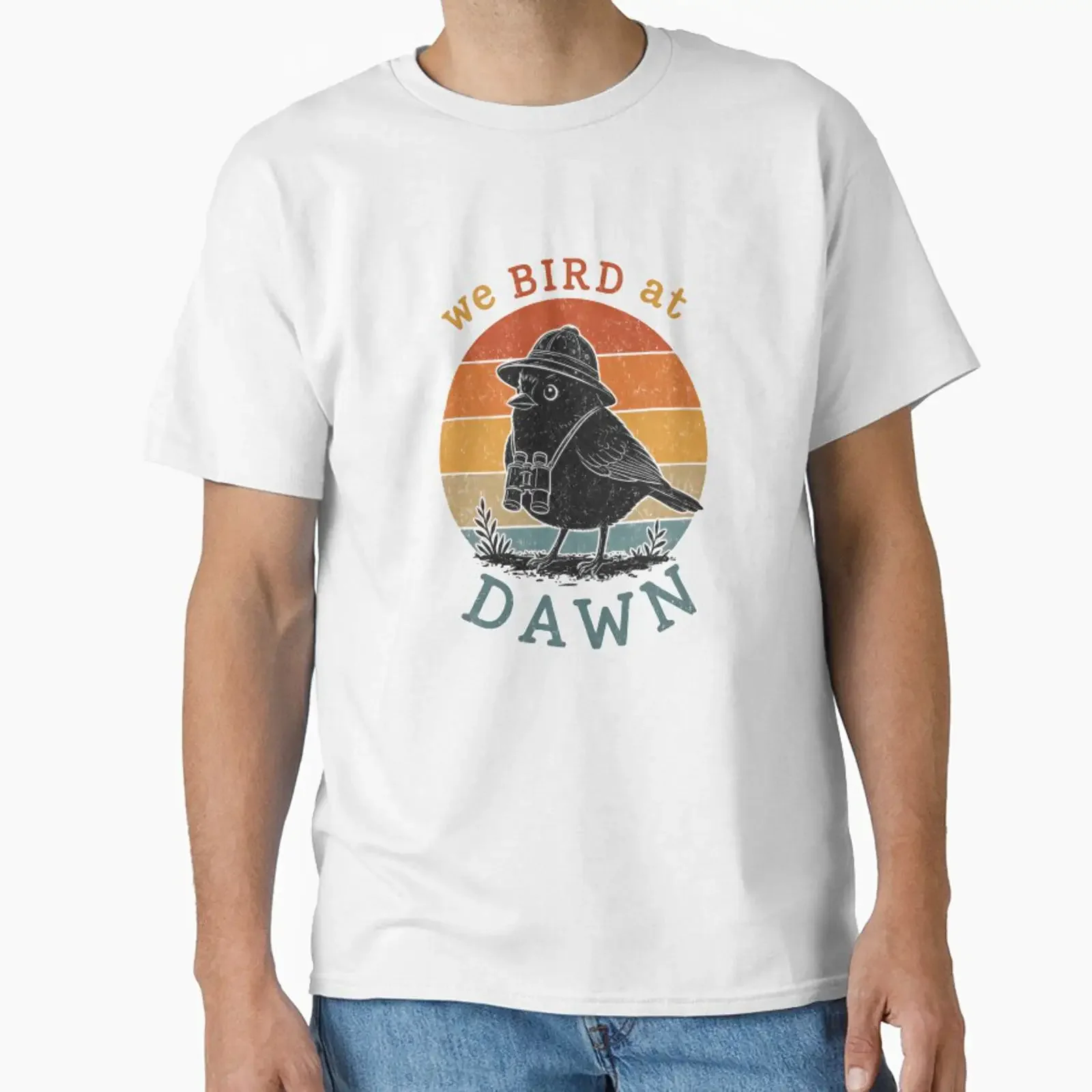 We Bird At Dawn Birdwatching Birder Ornithologist designed and sold by HumansStuck12 vintage Washed Comfortable