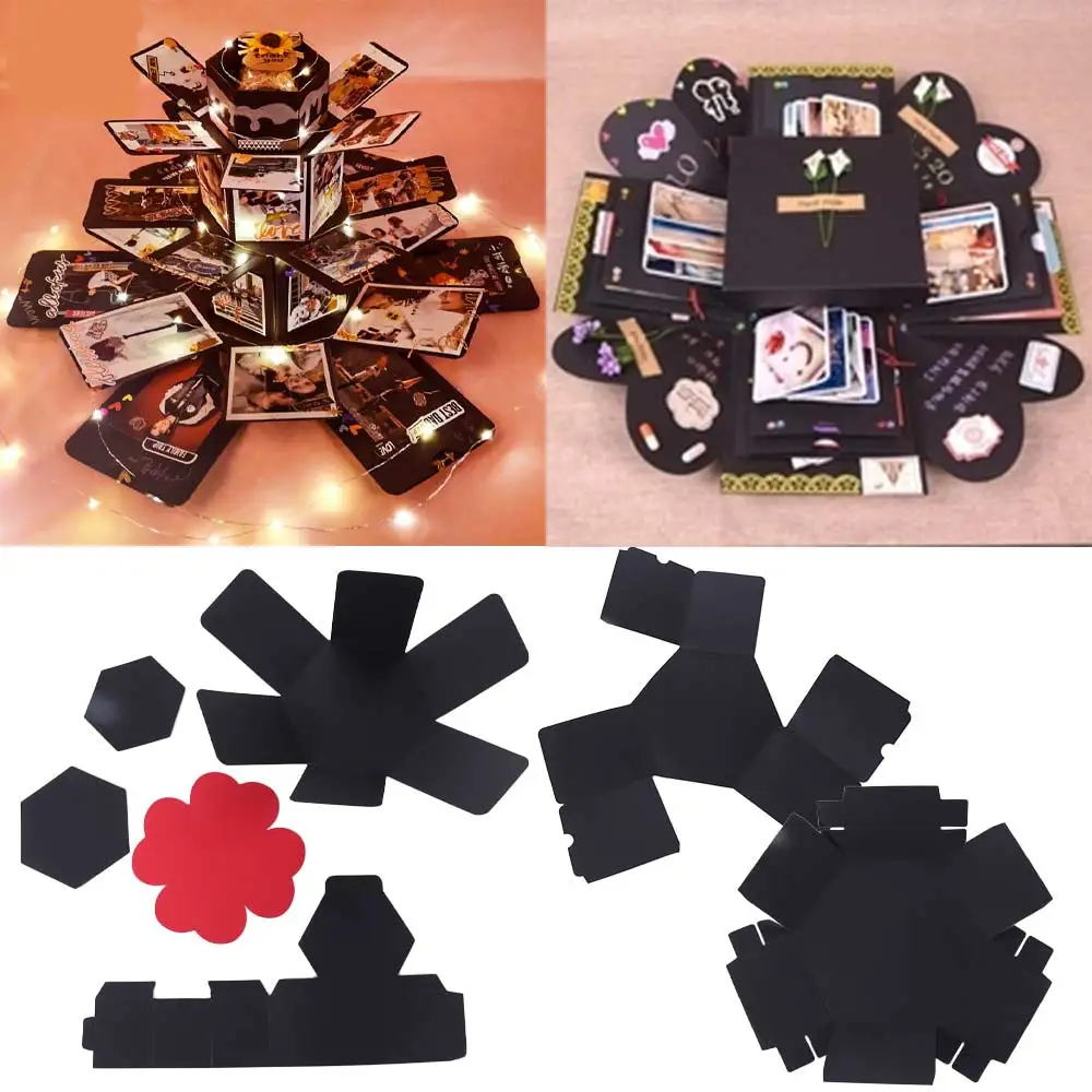 

Paper Explosion Photo Album Gift Box Handmade Self-adhesion Multi-layer Hexagonal Explosion Box Love Memory Scrapbook