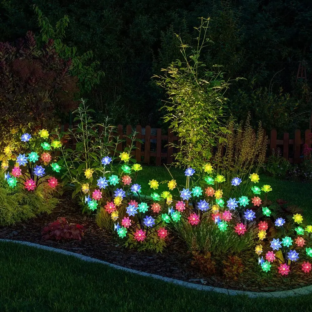 طبقة مزدوجة تصميم أضواء زهرة اللوتس الشمسية للماء تعمل بالطاقة الشمسية أضواء الشمسية الدافئة الأبيض IP55 ضوء الحديقة الأرضية #1